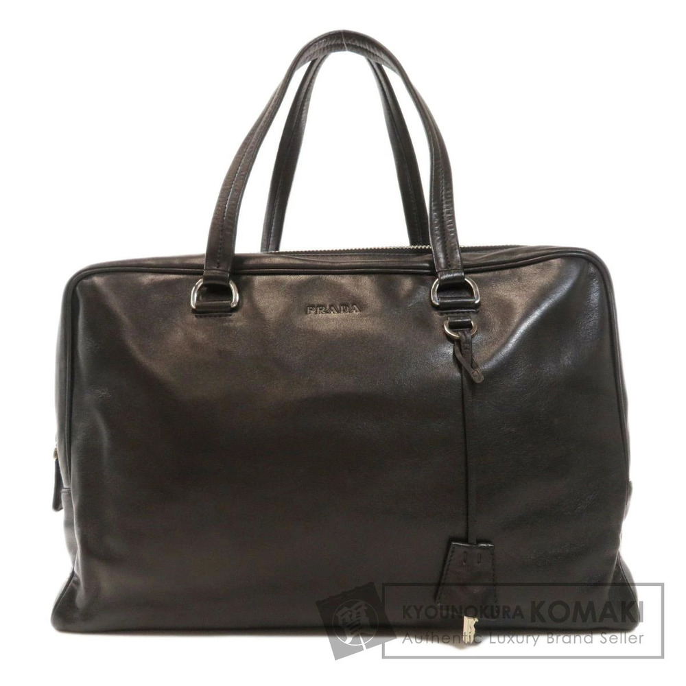 Prada logo embossed business bag leather